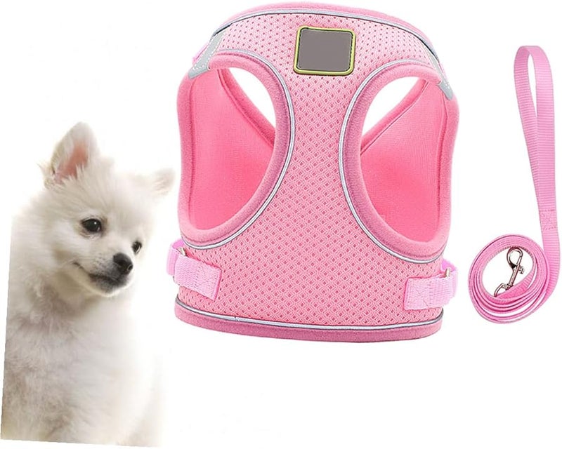 سترة ورقبة كلب وردية عاكسة ومجموعة مقود Xs شبكة قابلة للتنفس لا تسحب خفيفة الوزن - Image 5